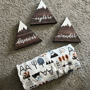 Woodland nursery decor and blankets